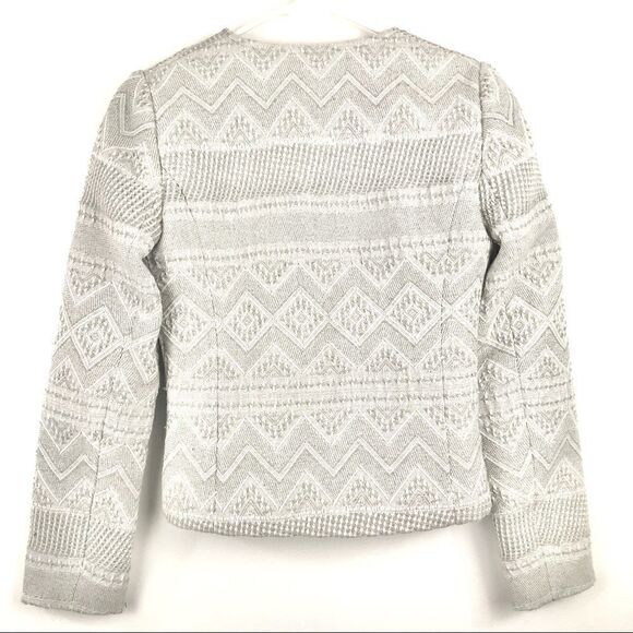 Cynthia Rowley Gray Woven Geometric Tribal Print Open Blazer - Picture 11 of 13